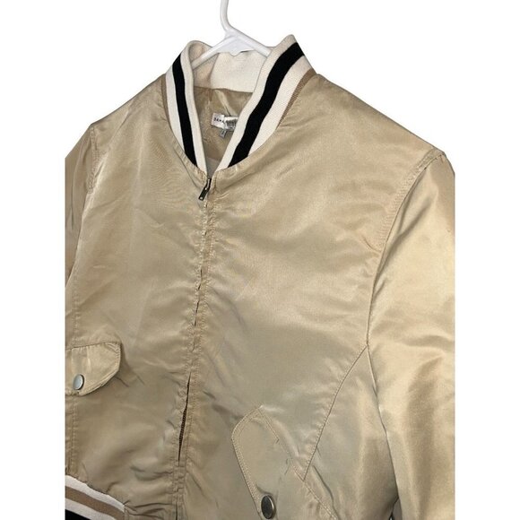 Samantha Sipos Stripe Rib Knit Bomber Jacket in Sand Small - Picture 4 of 13